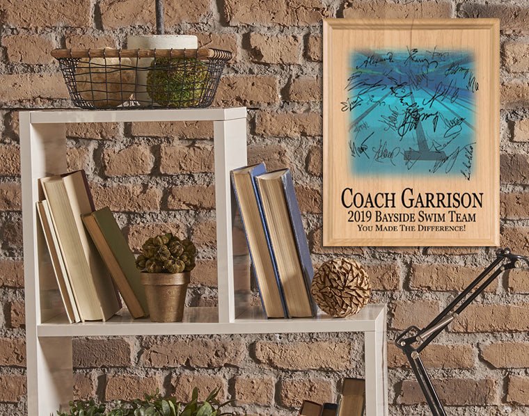 Swim Coach Gift Plaque CUSTOM SIGNABLE For Swimming Team Coaches