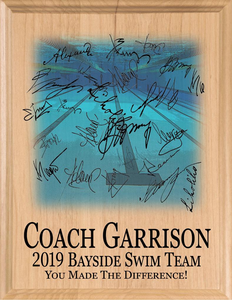 Swim Coach Gift Plaque CUSTOM SIGNABLE For Swimming Team Coaches