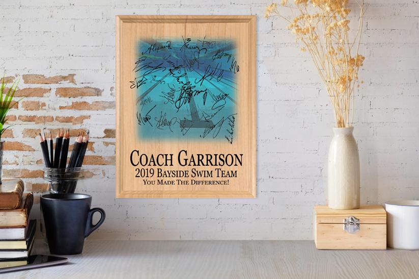 Swim Coach Gift Plaque CUSTOM SIGNABLE For Swimming Team Coaches