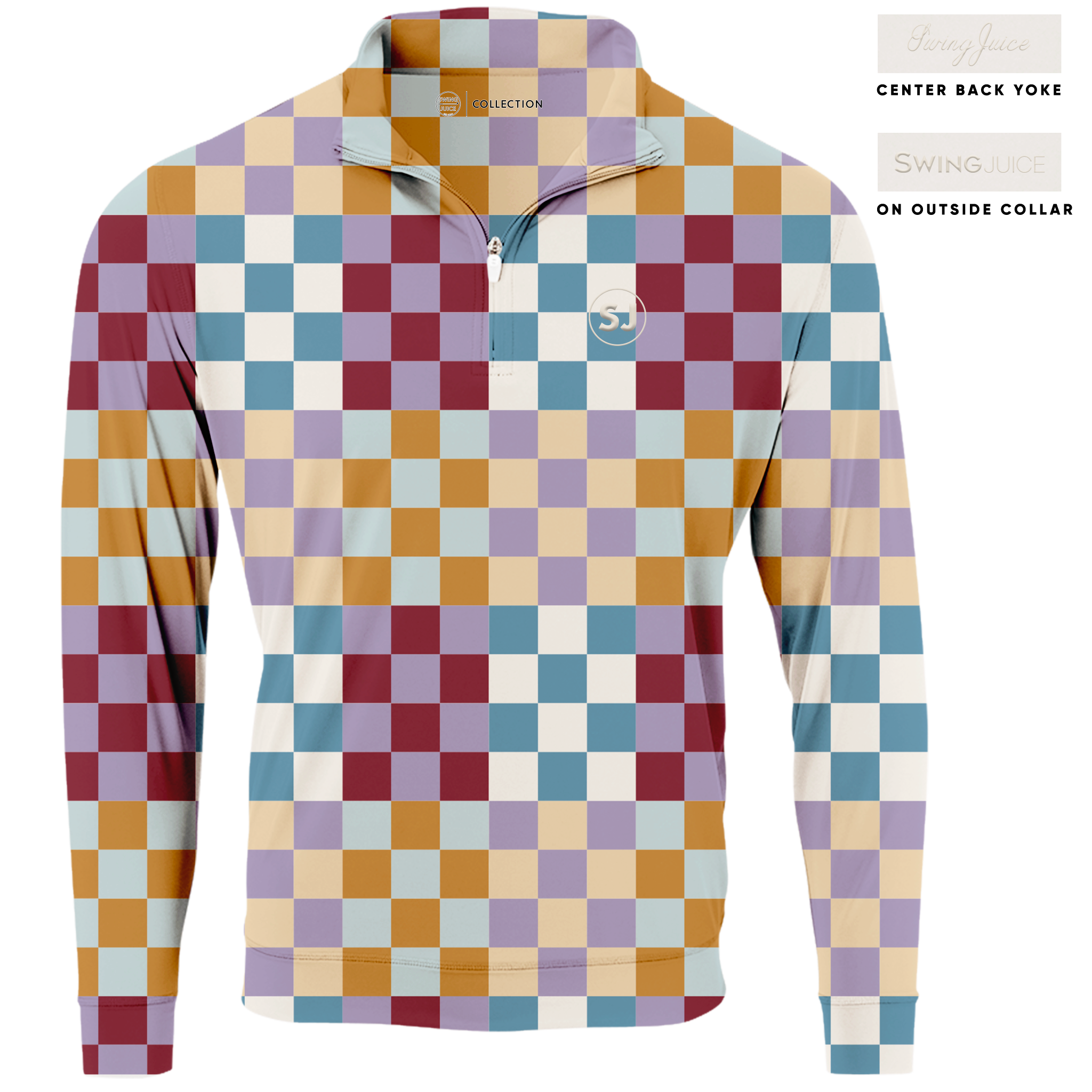 Golf Multi Checker Men's Quarter Zip - Final Sale – Man Cave And Apparel