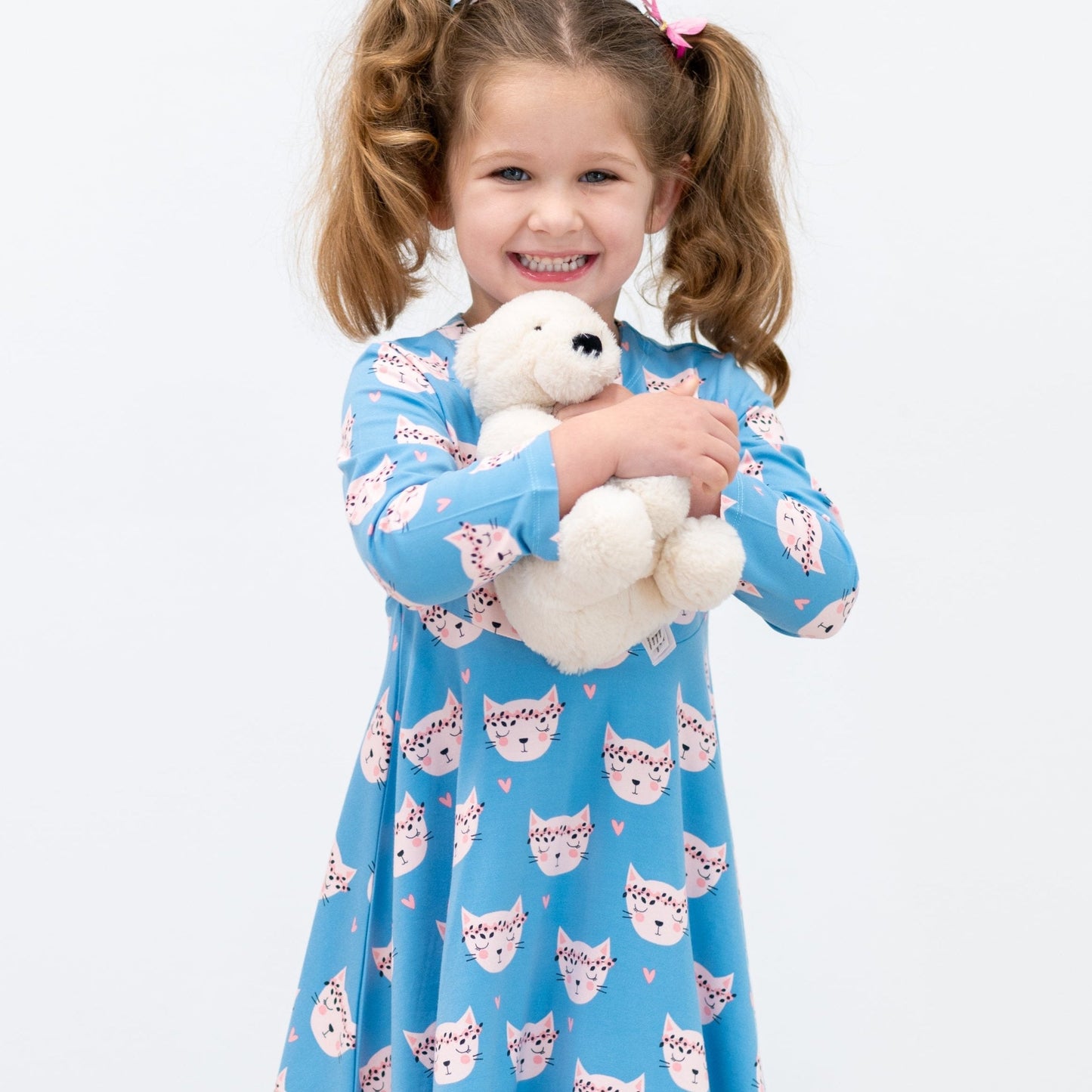 Pretty Pink Cat Swirly Girl Dress