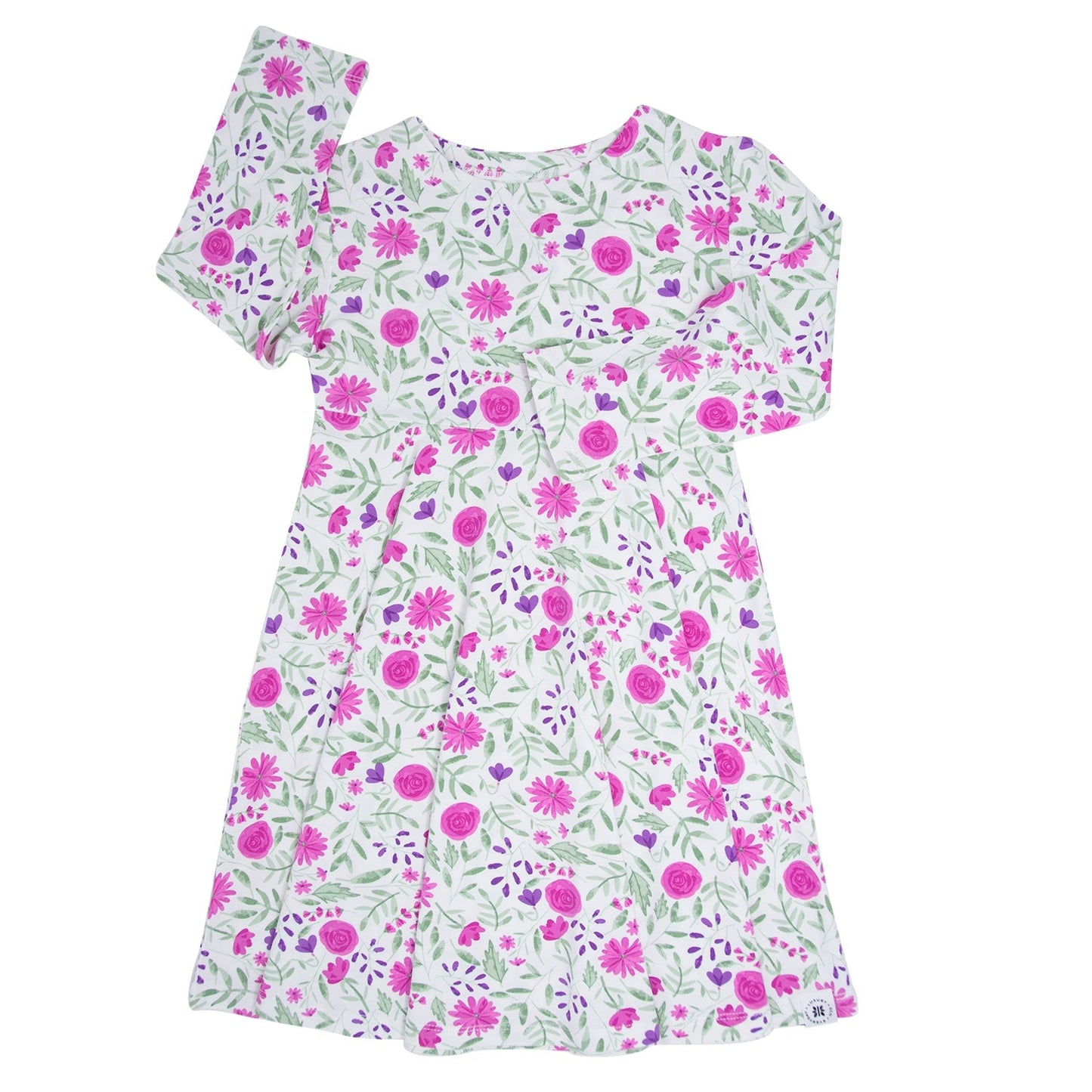 Sweet Purple Flowers Swirly Girl Dress