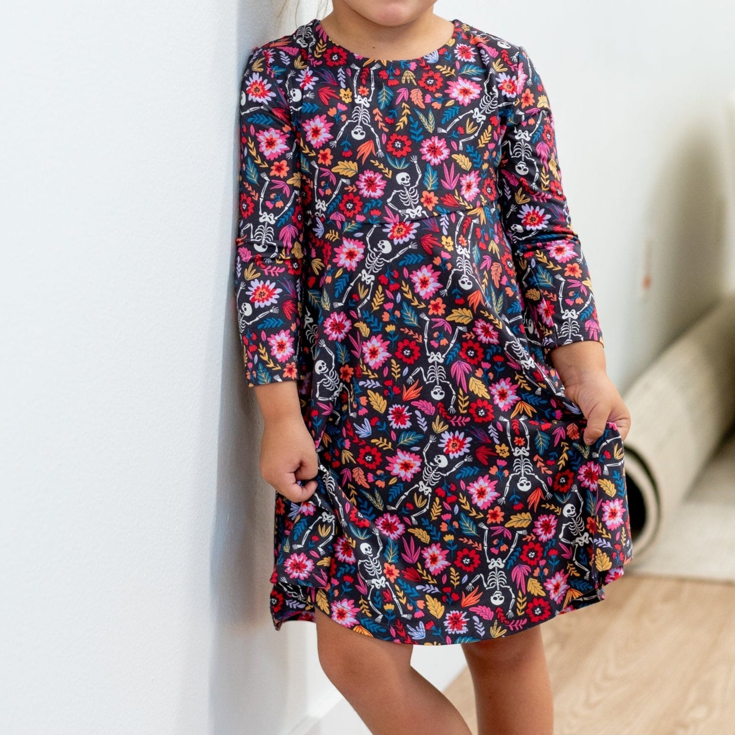 Swirly Girl Dress - Dia de los Muertos