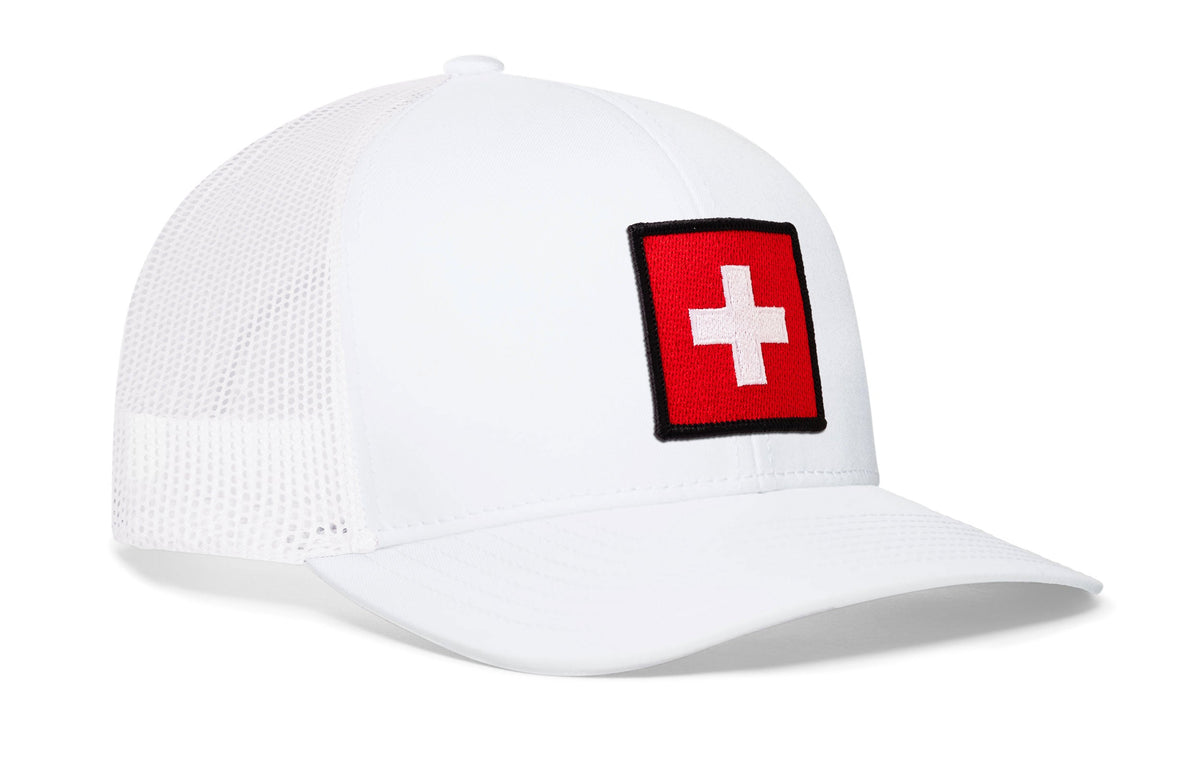 Switzerland Flag International Trucker Hat  |  Swiss Snapback