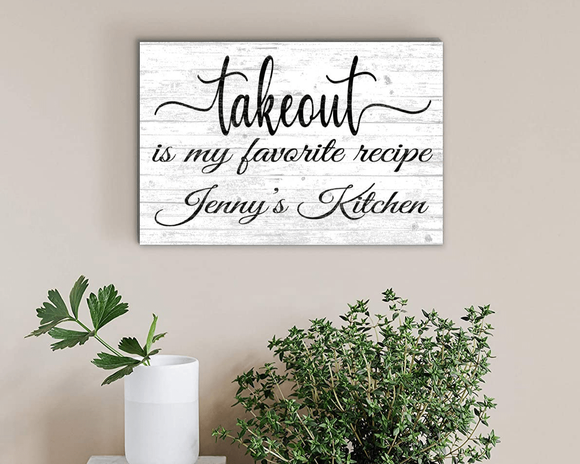 Takeout Is My Favorite Recipe Kitchen Sign with Personalized Name