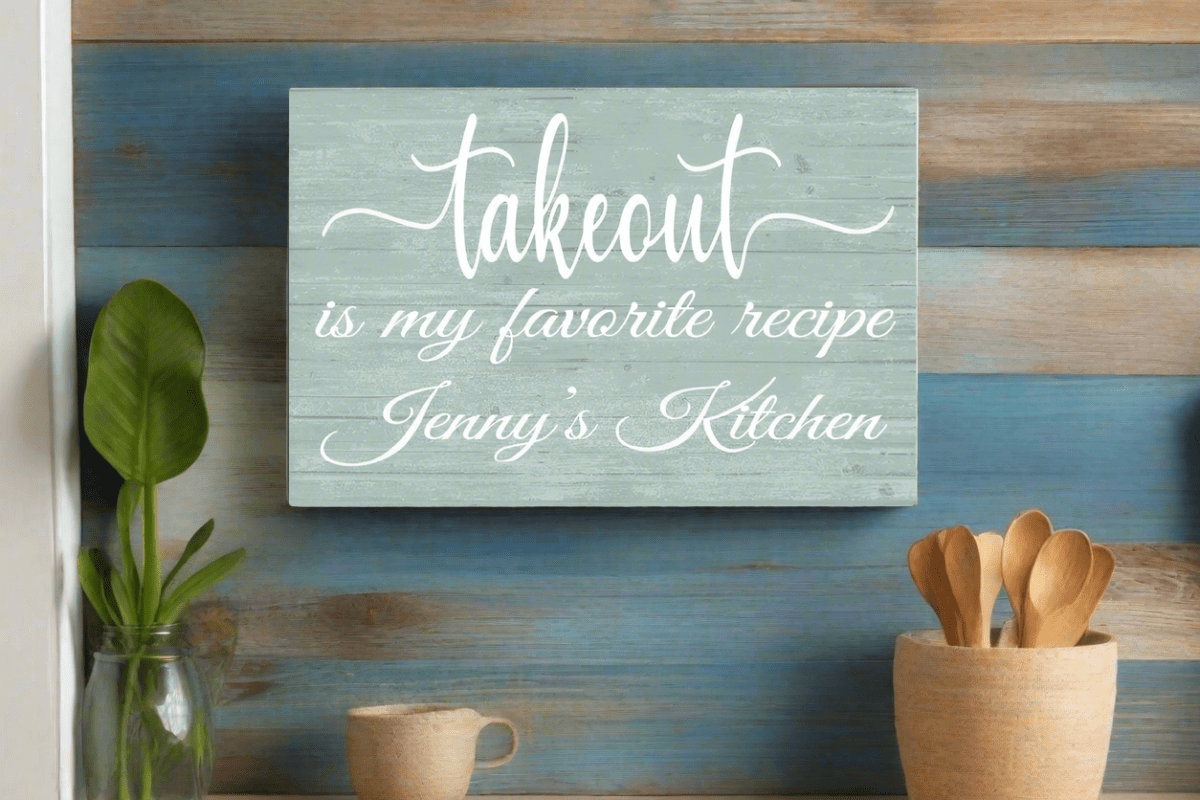 Takeout Is My Favorite Recipe Kitchen Sign with Personalized Name