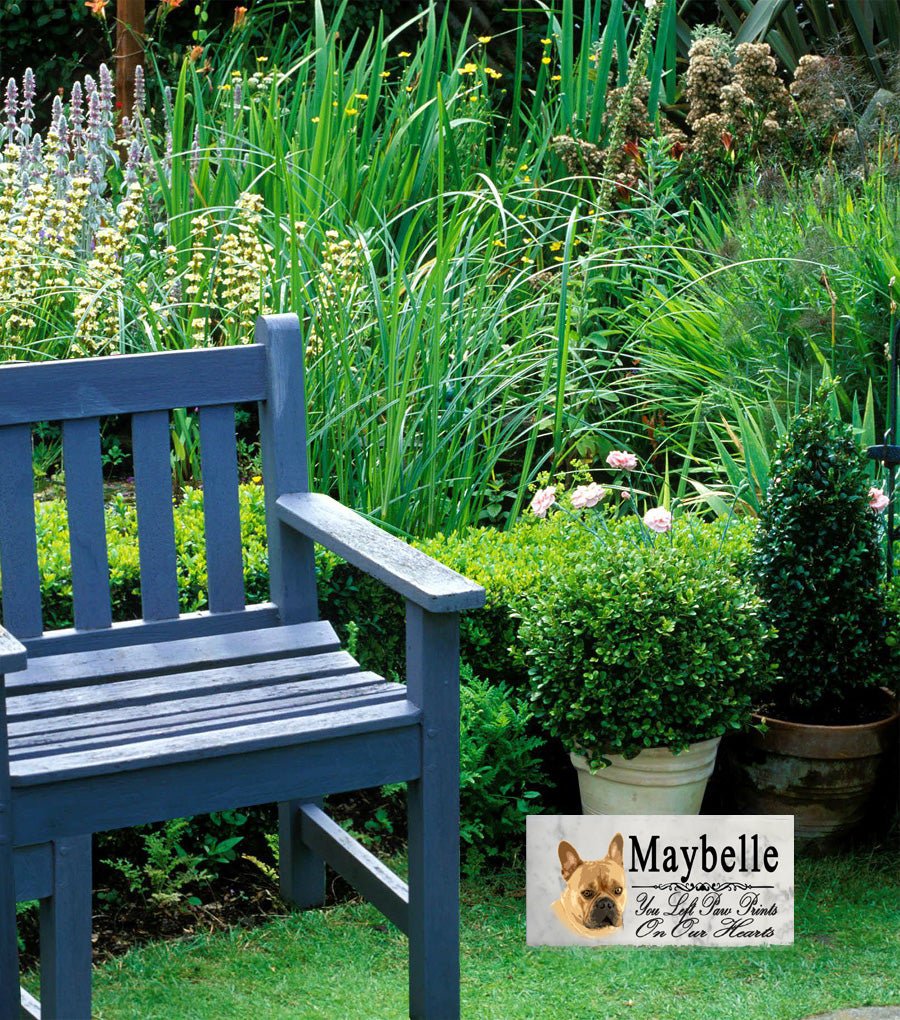 Tan French Bulldog Memorial Stone Dog Grave Marker Pet Garden Plaque