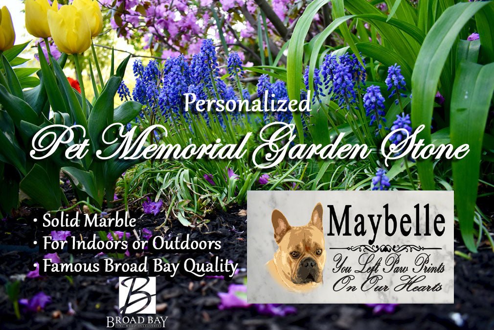 Tan French Bulldog Memorial Stone Dog Grave Marker Pet Garden Plaque