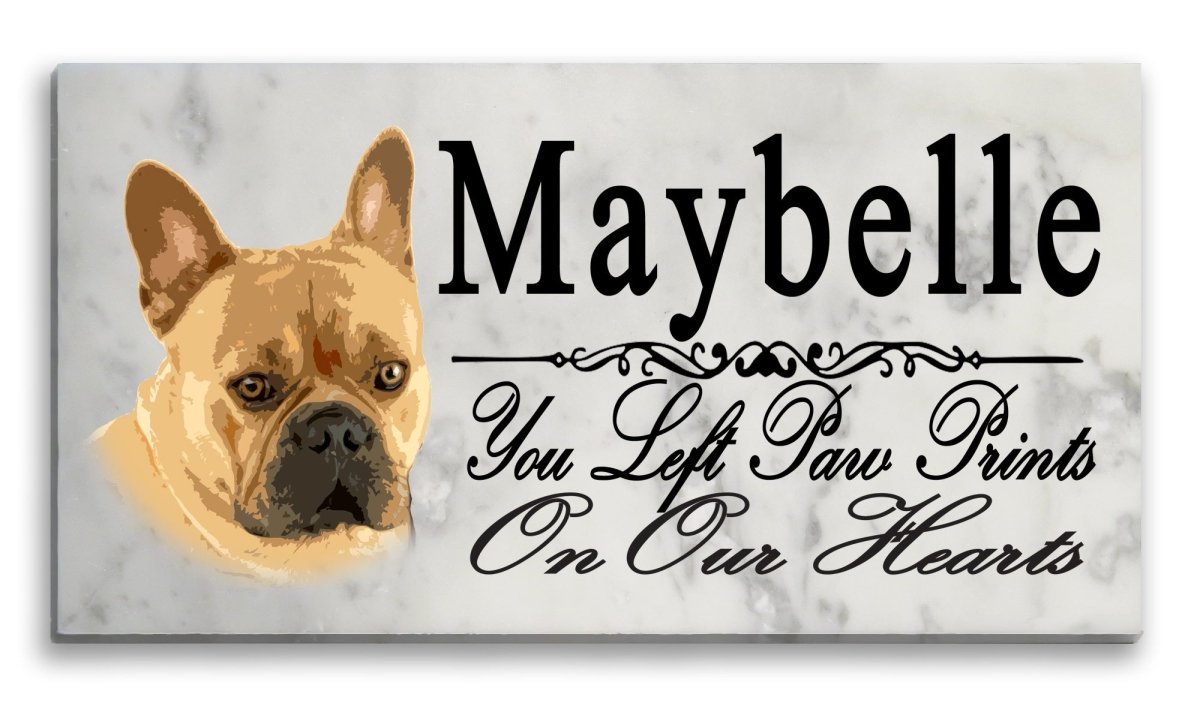 Tan French Bulldog Memorial Stone Dog Grave Marker Pet Garden Plaque