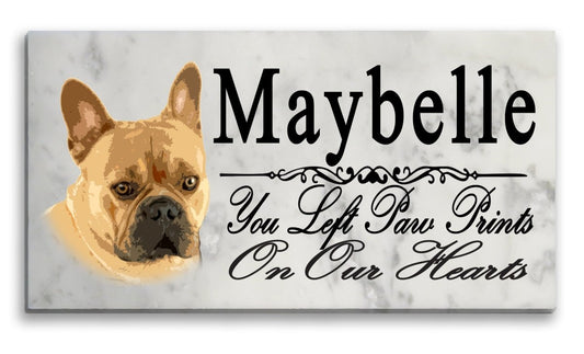 Tan French Bulldog Memorial Stone Dog Grave Marker Pet Garden Plaque
