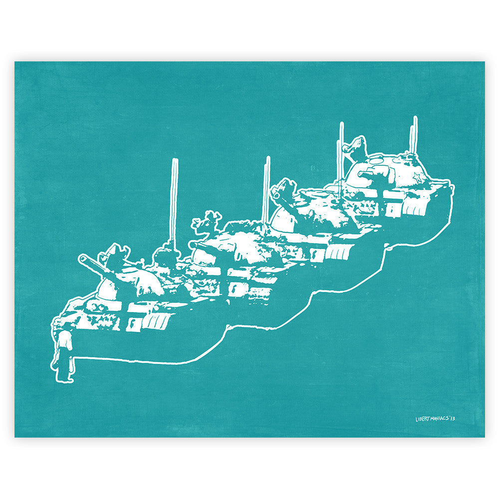 Tienanmen Tank Man Poster Blue