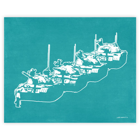 Tienanmen Tank Man Poster Blue