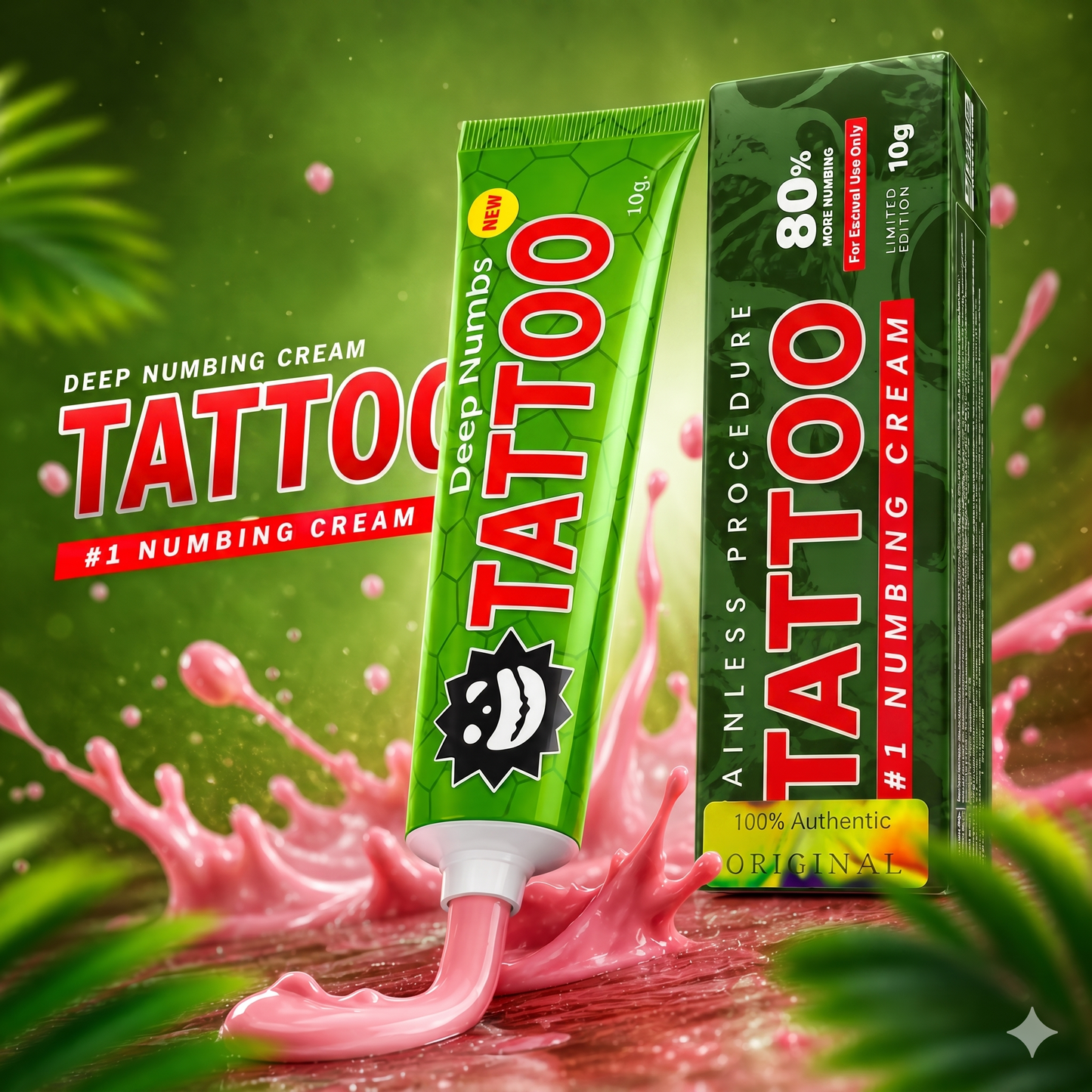 Green Tattoo Numbing Cream - Limited Edition 80%
