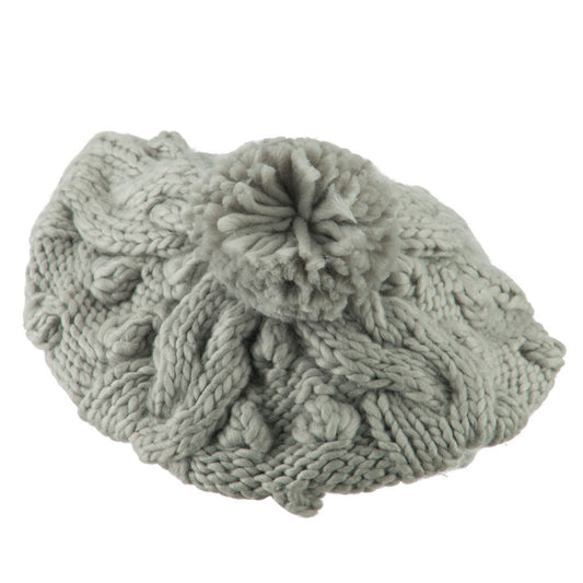 Twist Beret Knitted with Pom Pom