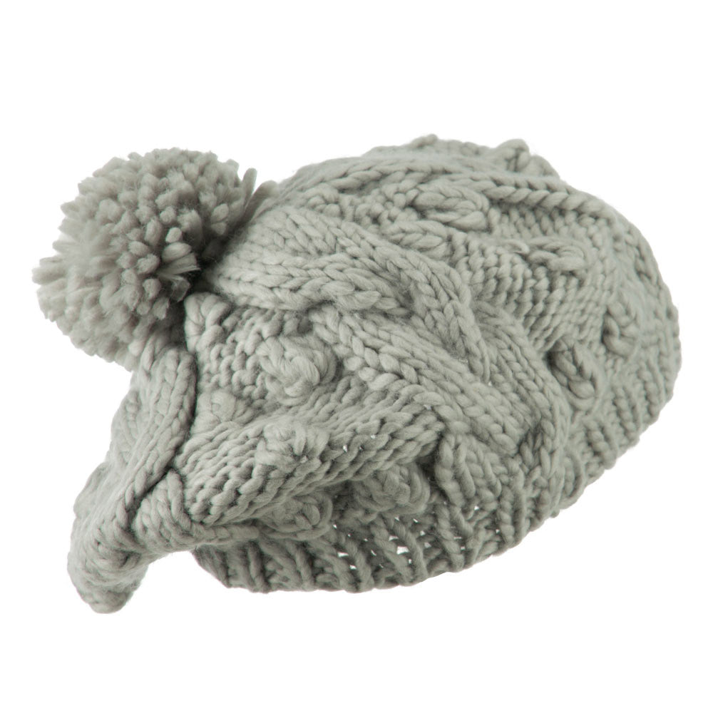 Twist Beret Knitted with Pom Pom