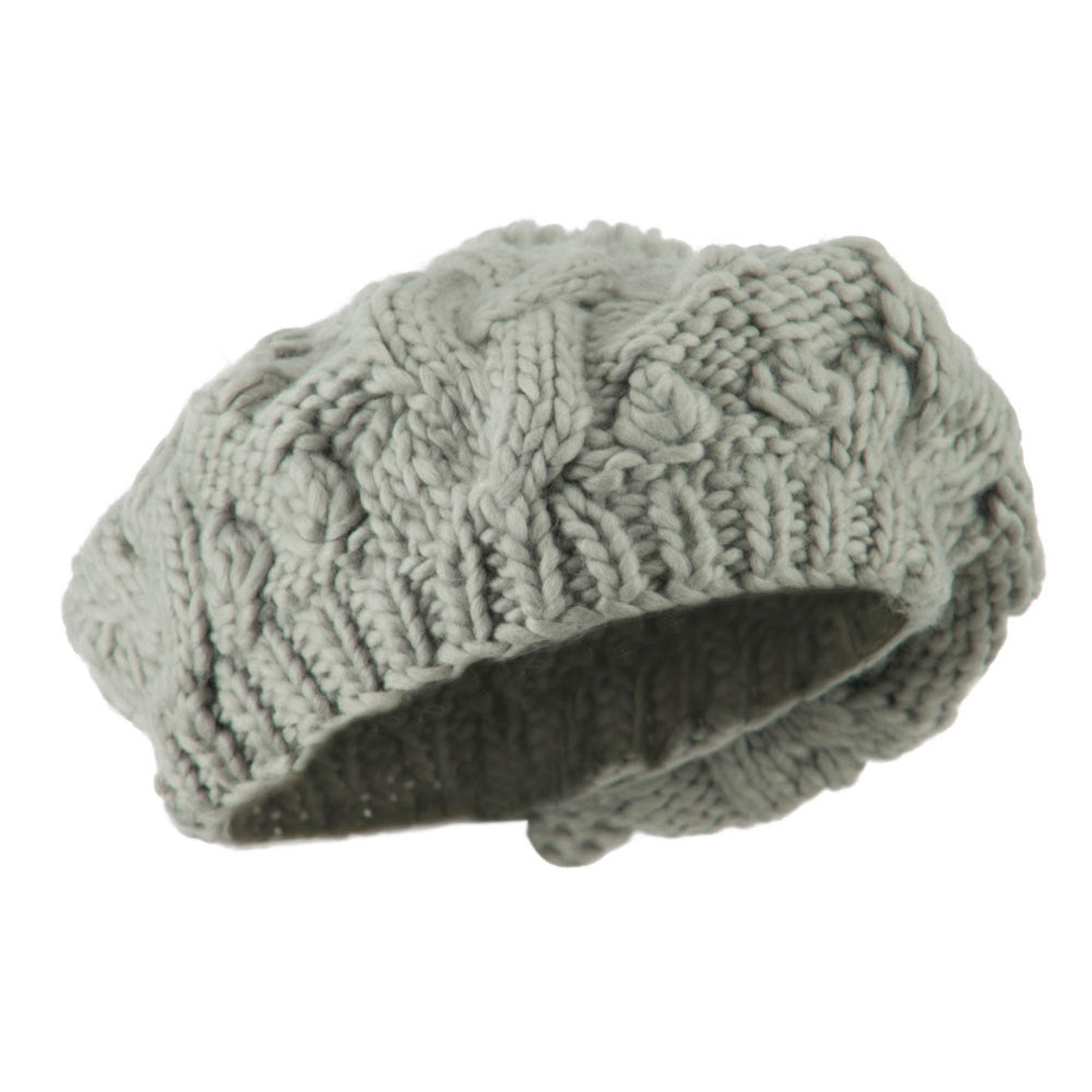 Twist Beret Knitted with Pom Pom