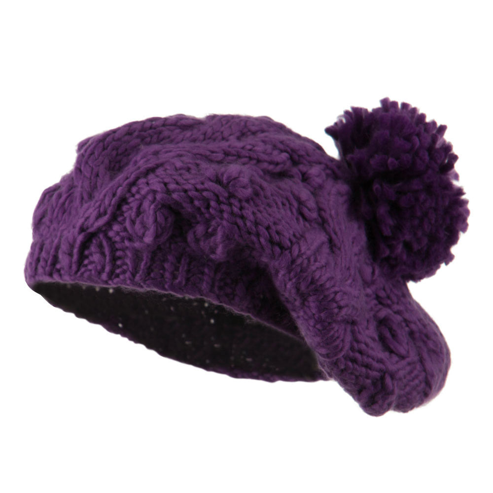 Twist Beret Knitted with Pom Pom