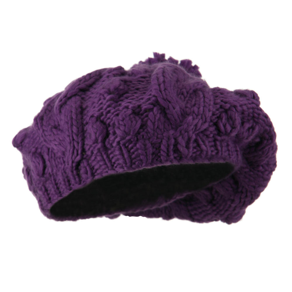 Twist Beret Knitted with Pom Pom