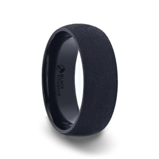 CIMMERIAN Domed Black Titanium Men's Wedding Band With Sand Blasted Finish - 8mm