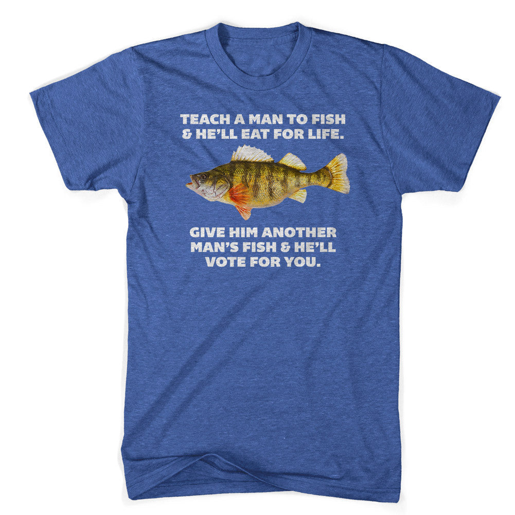 Teach A Man To Fish Heather Blue T-shirt