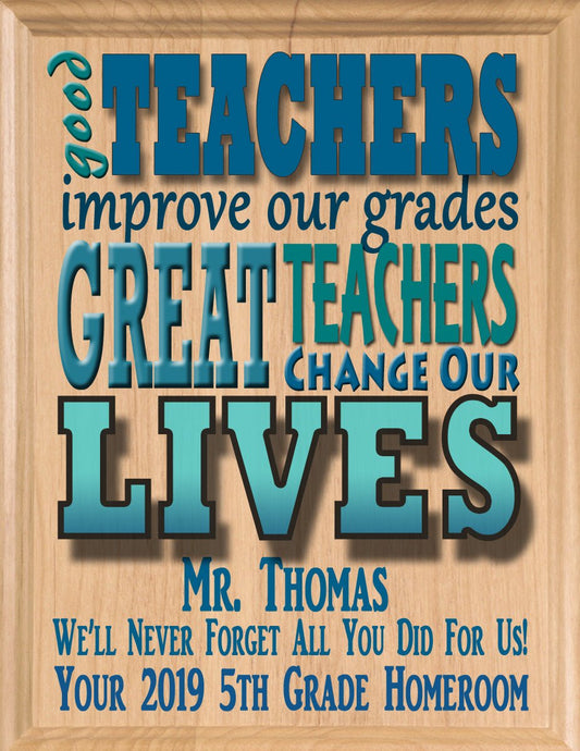 Teacher Gift Plaque Custom and Personalized