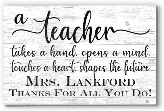 Teacher Gift Plaque Custom Sign Class Appreciation Gift for Men or Women Educators