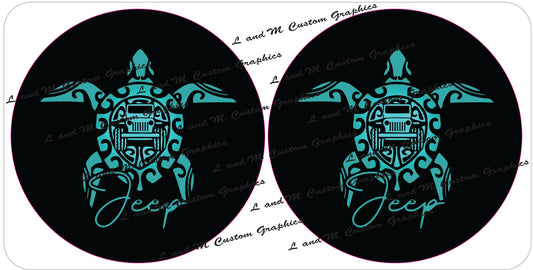 Teal turtles headlight decals