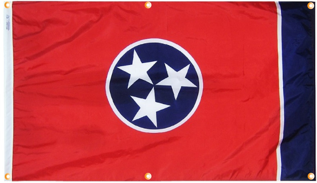 Tennessee Flag with Grommets Along the Edges for Wall Hanging
