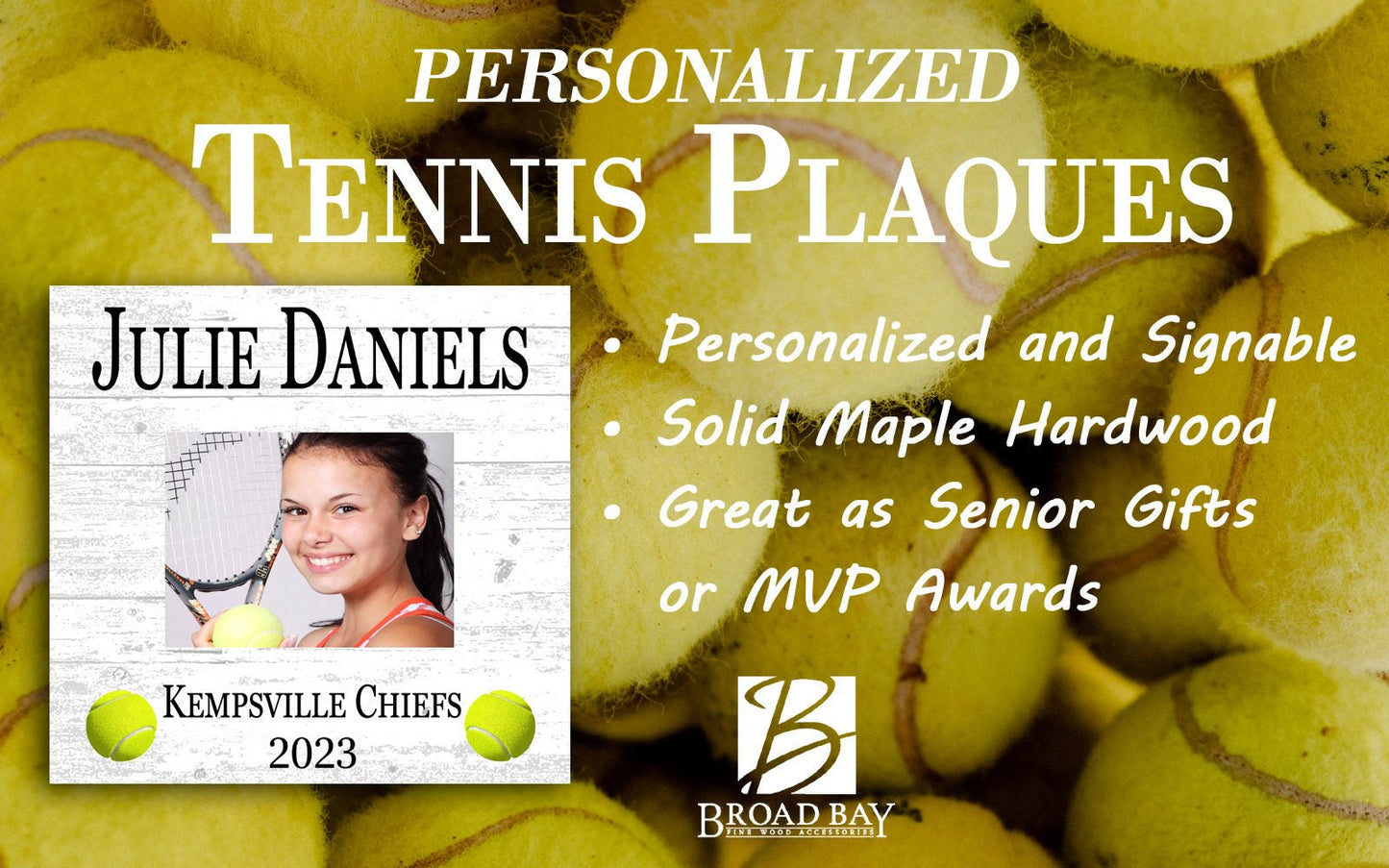 Tennis Recognition Award Plaque Photo Frame for MVP or Senior Season End Gift
