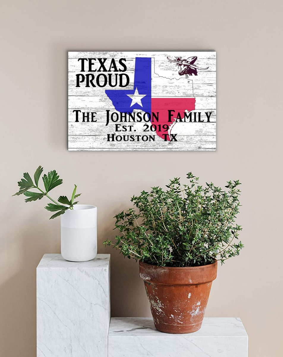 Texas Home Sign Personalized Family Name and Established Date