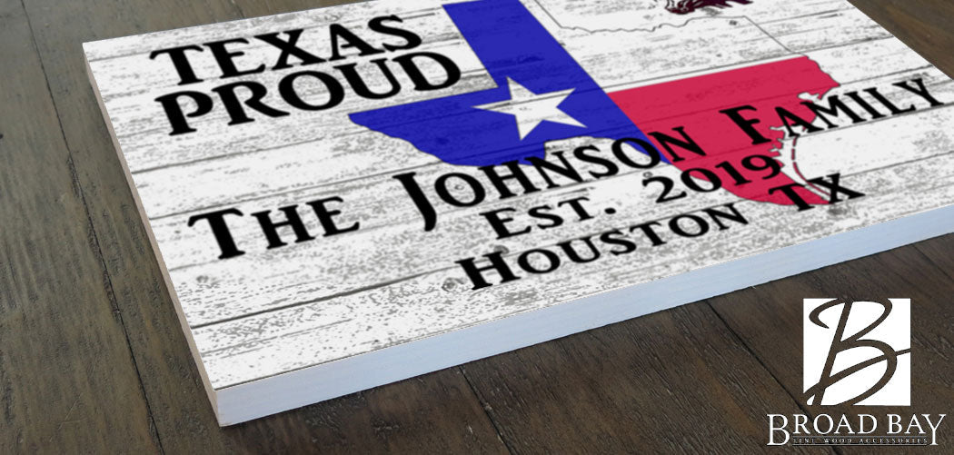 Texas Home Sign Personalized Family Name and Established Date