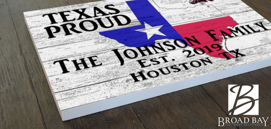 Texas Home Sign Personalized Family Name and Established Date