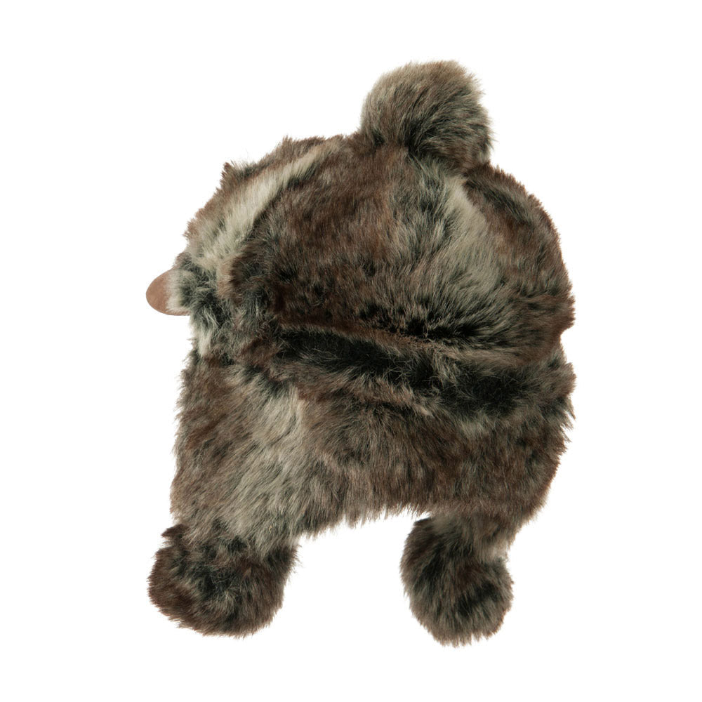 Faux Fur Trapper Hat with  Pom Pom Accent