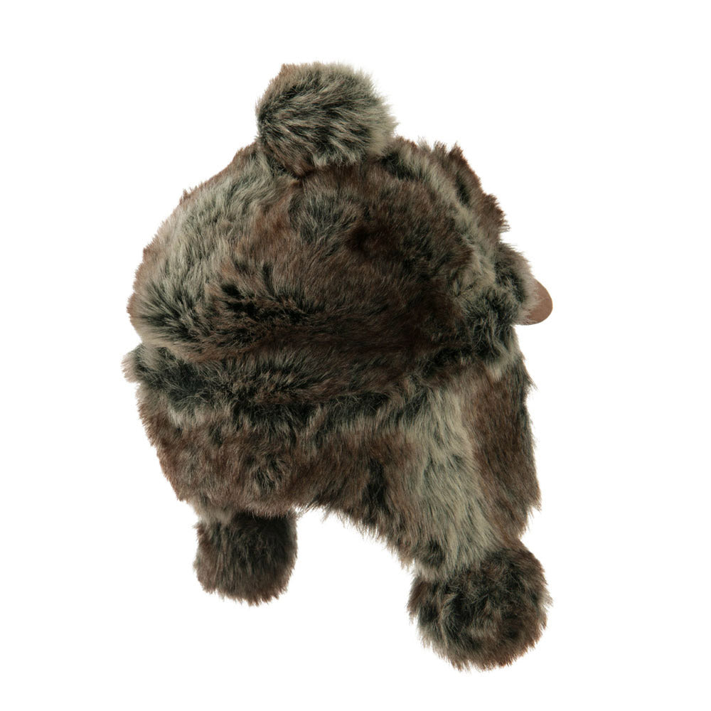 Faux Fur Trapper Hat with  Pom Pom Accent