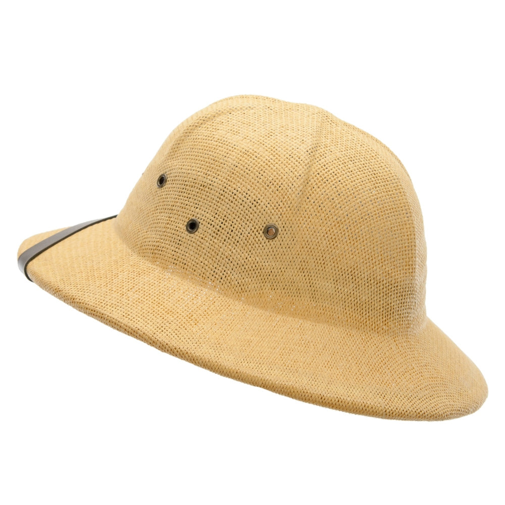 UPF 50+ Pith Helmet Twisted Toyo with Flower Ribbon