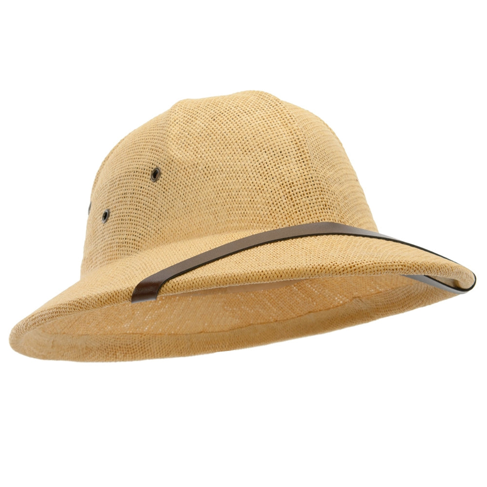 UPF 50+ Pith Helmet Twisted Toyo with Flower Ribbon