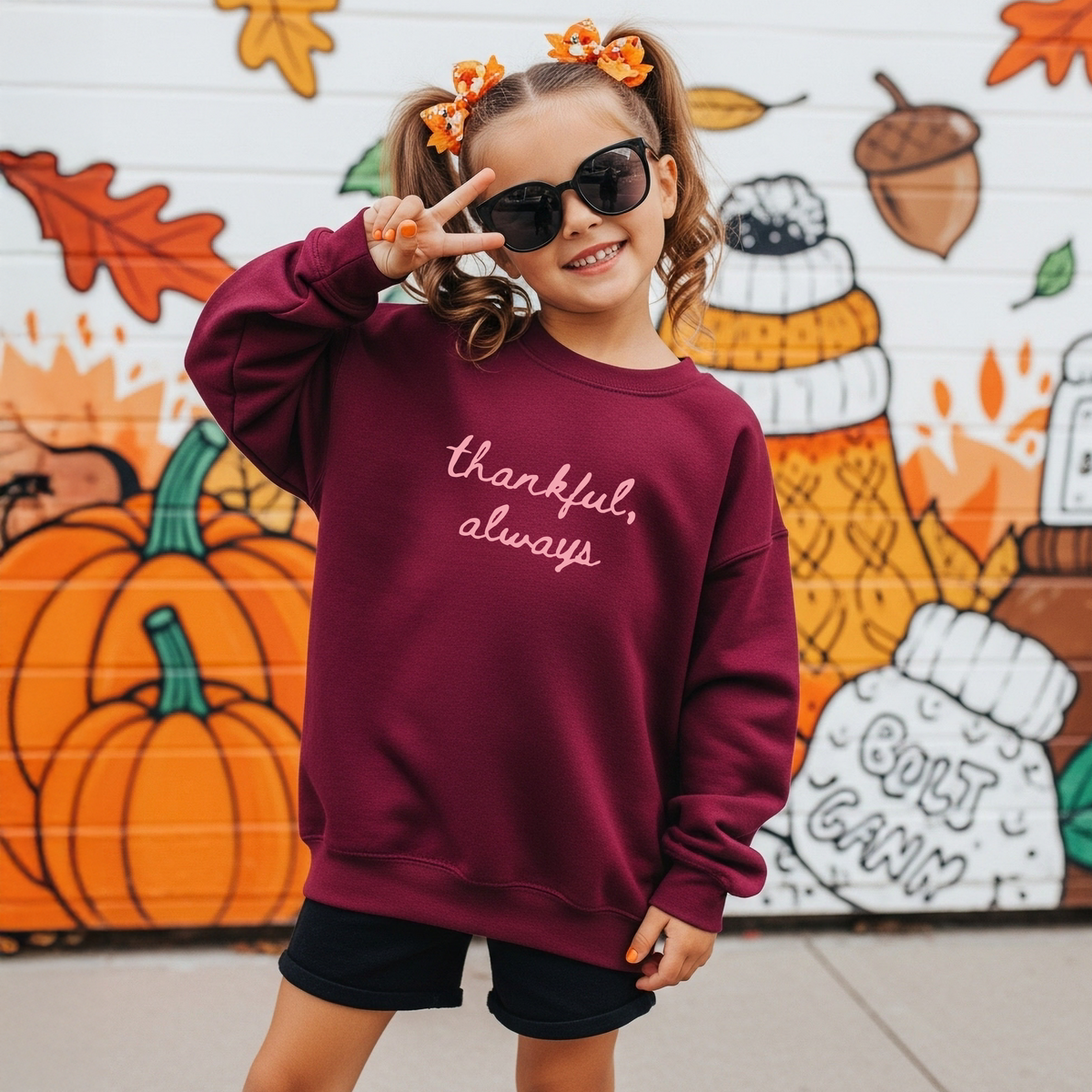 Thankful, Always Youth Crewneck Sweatshirt