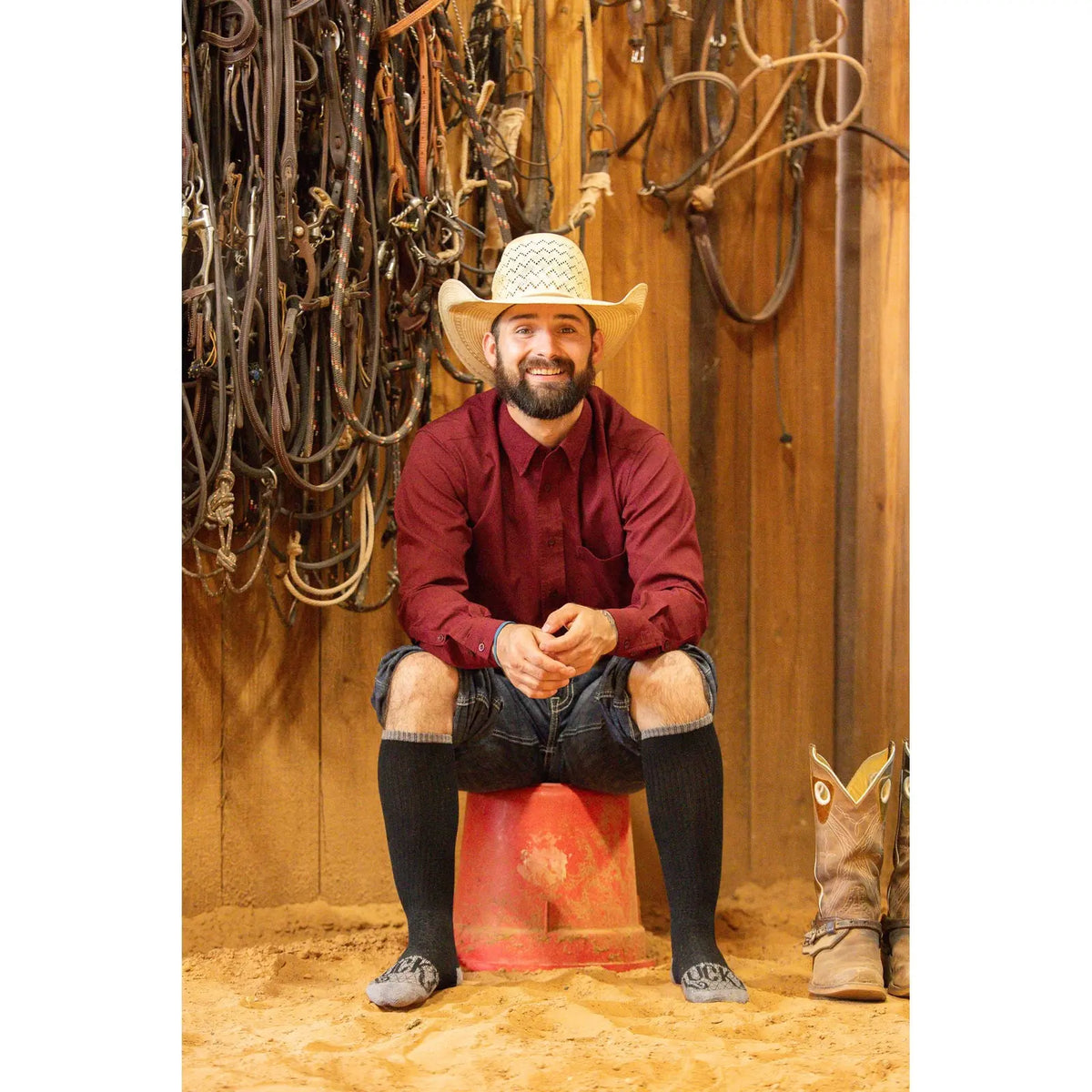 The Cowboy Black/ Gray Performance Boot Socks
