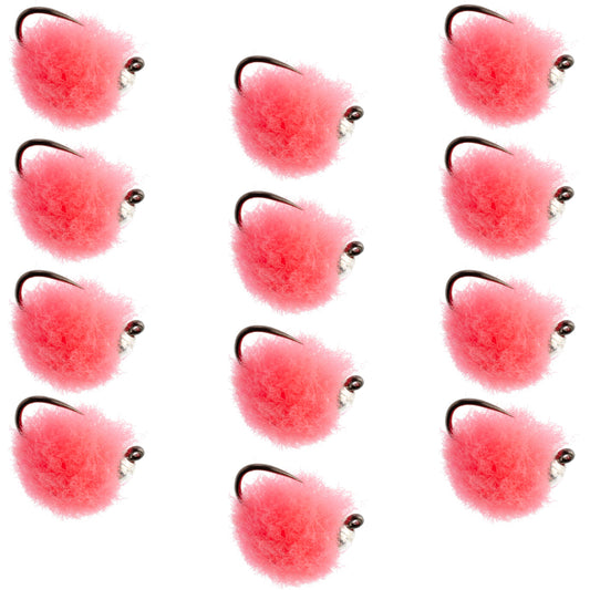 Tungsten Bead Tactical Euro Hot Pink Jig Egg Barbless Czech Nymph Fly - 1 Dozen Flies Size 16