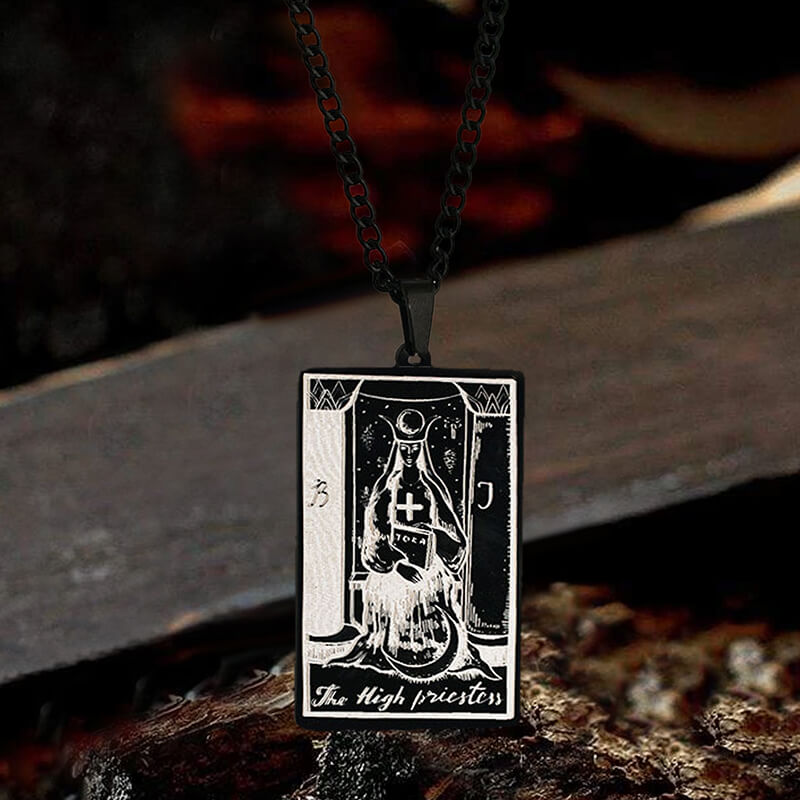 The High Priestess Tarot Card Stainless Steel Necklace
