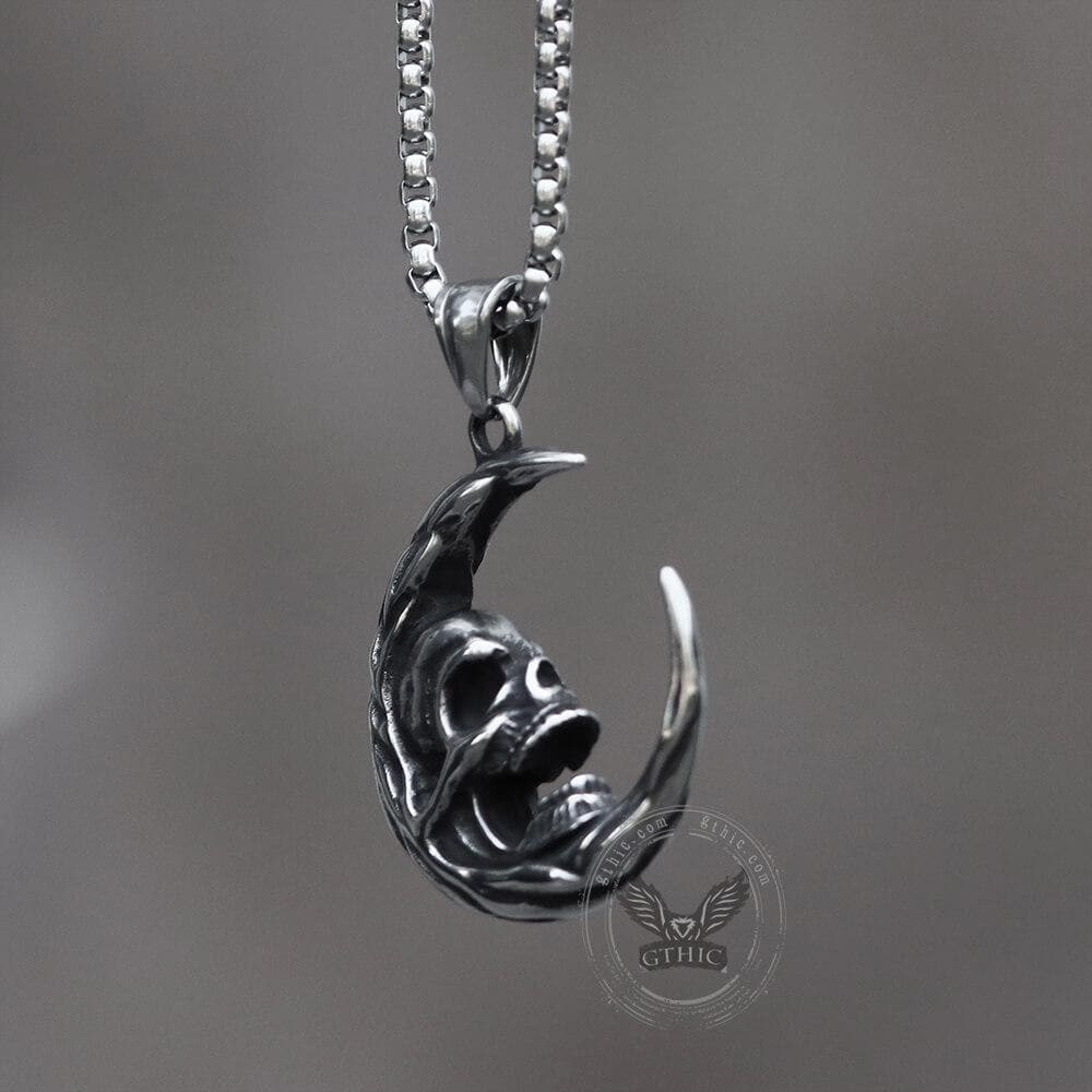The Skull of Waning Moon Stainless Steel Necklace