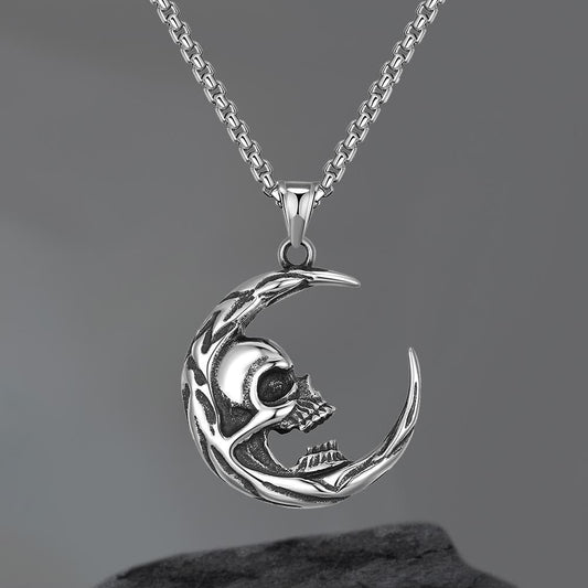The Skull of Waning Moon Stainless Steel Necklace