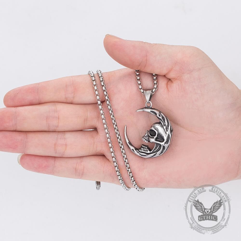 The Skull of Waning Moon Stainless Steel Necklace