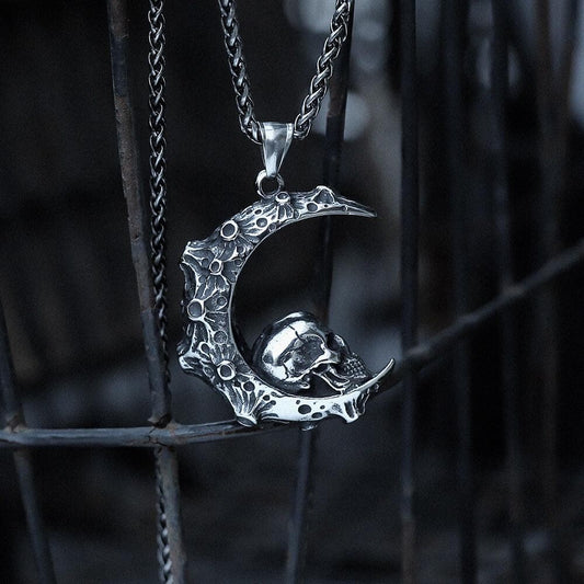The Moon and Skull Stainless Steel Pendant