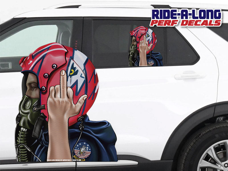 Goose Fighter Pilot Giving the Bird *RIDE A LONG* Perforated Decal