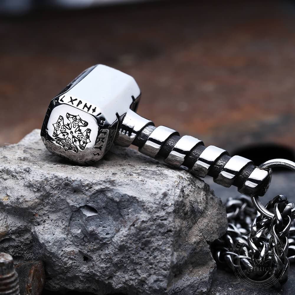 Thor's Hammer Valknut Stainless Steel Viking Necklace