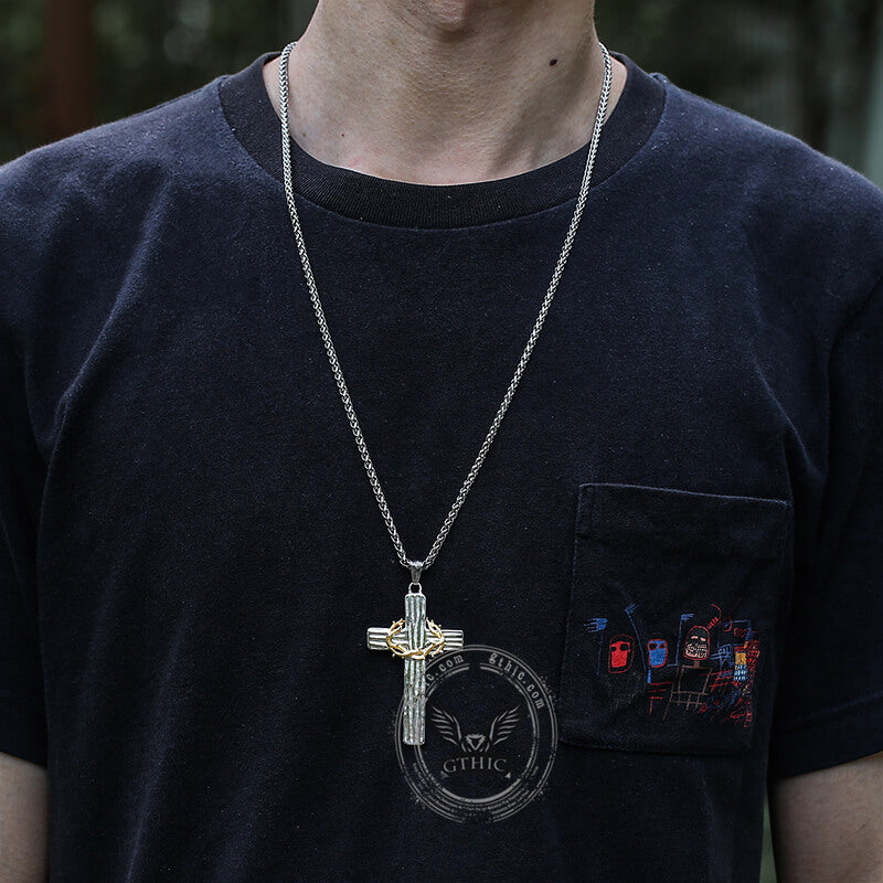 Thorn Cross Stainless Steel Christian Pendant