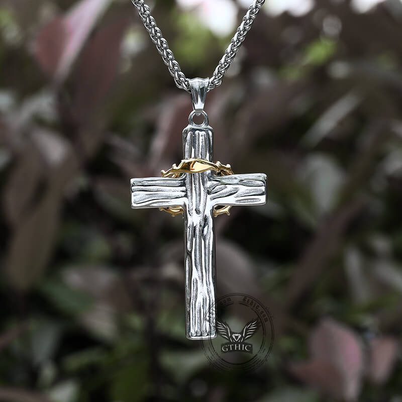 Thorn Cross Stainless Steel Christian Pendant