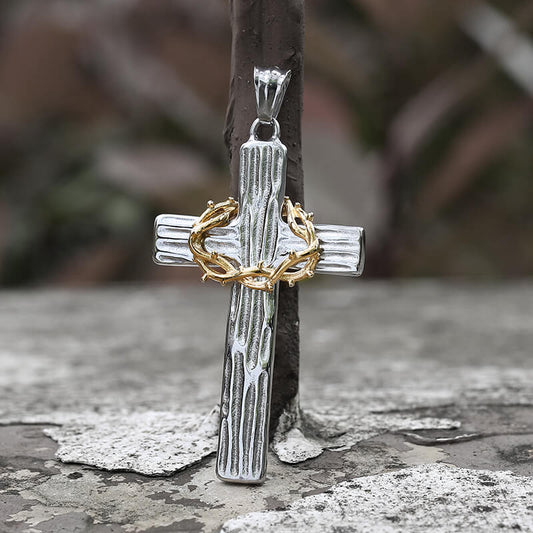 Thorn Cross Stainless Steel Christian Pendant