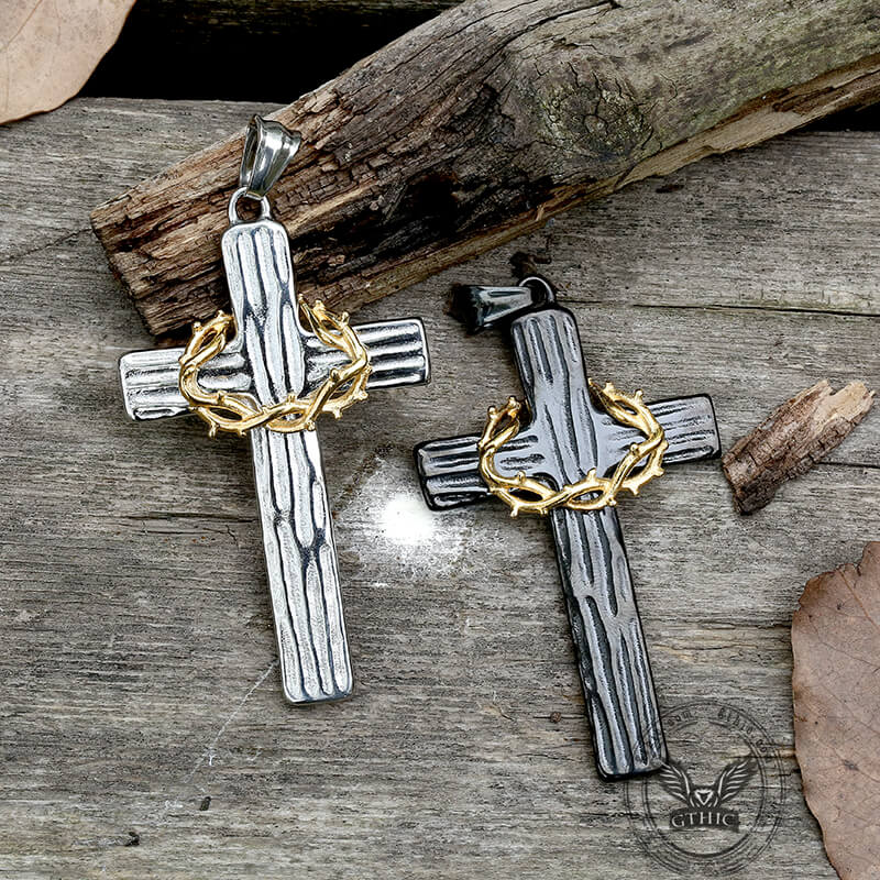 Thorn Cross Stainless Steel Christian Pendant